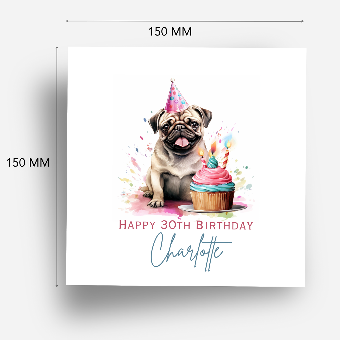 Party Pug Birthday Card - C559