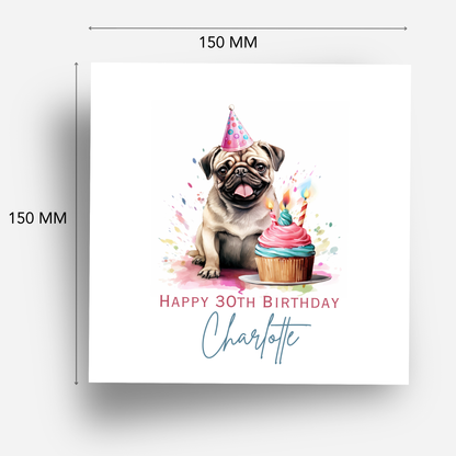 Party Pug Birthday Card - C559