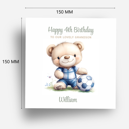 Cute Teddy Football Birthday Card - C612