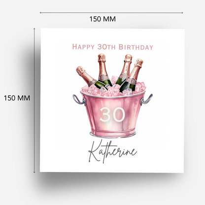 Ice Bucket of Pink Fizz Birthday Card - C643