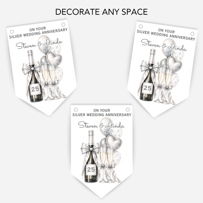 Silver Wedding Anniversary Bunting - B298