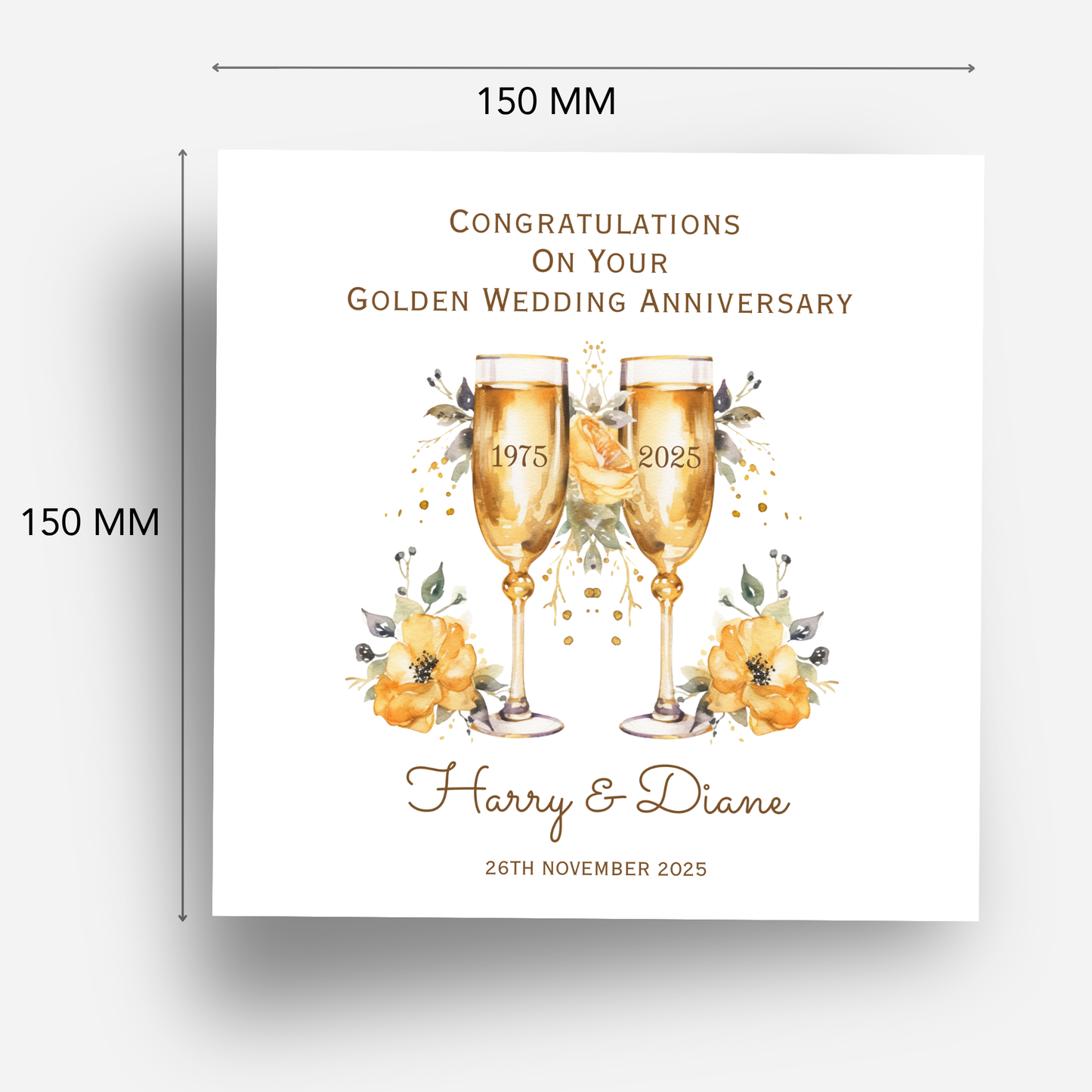 Golden- 50th Wedding Anniversary Card - C683