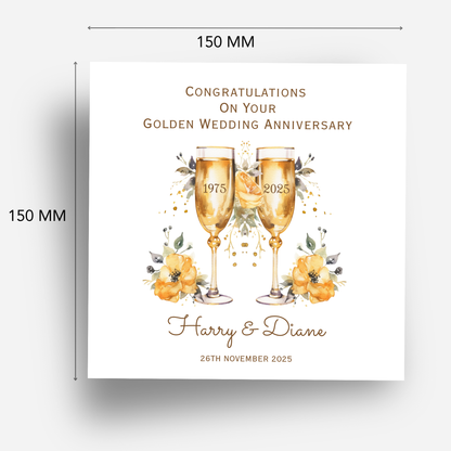 Golden- 50th Wedding Anniversary Card - C683