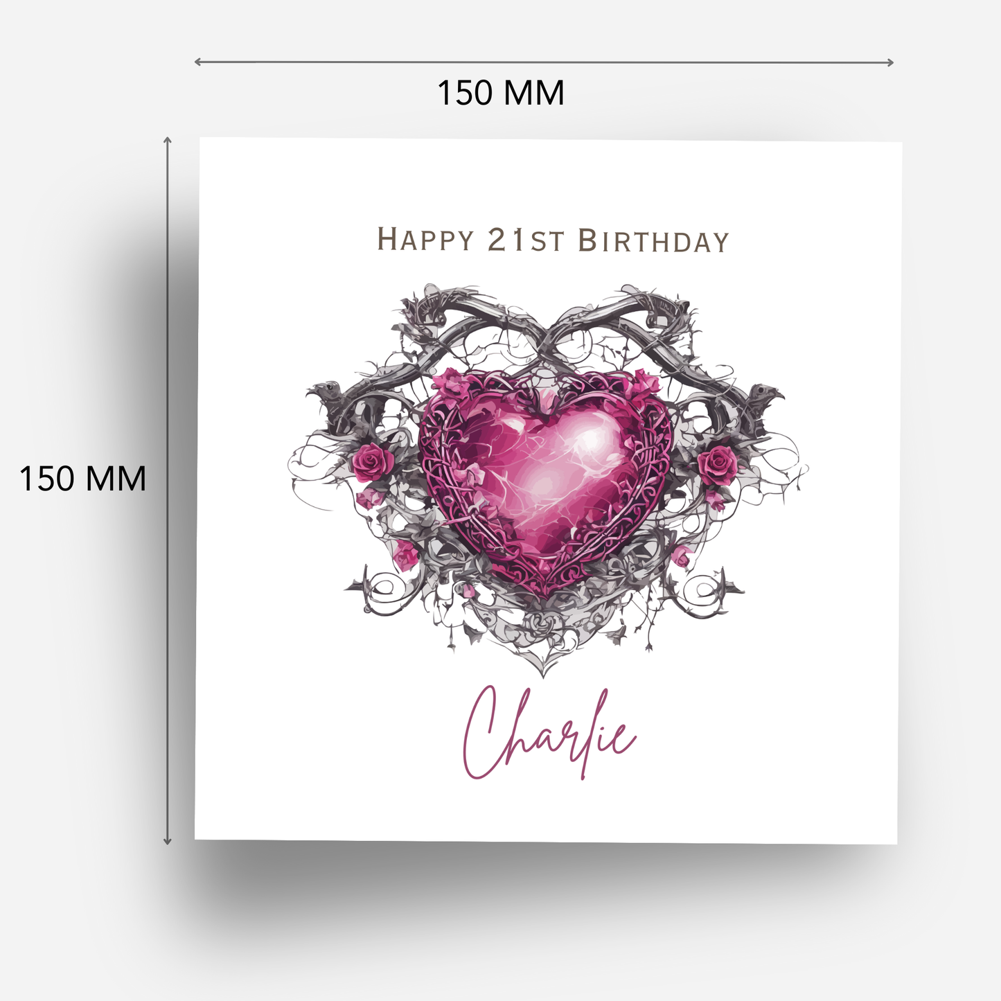 Gothic Style Pink Heart Card - C580