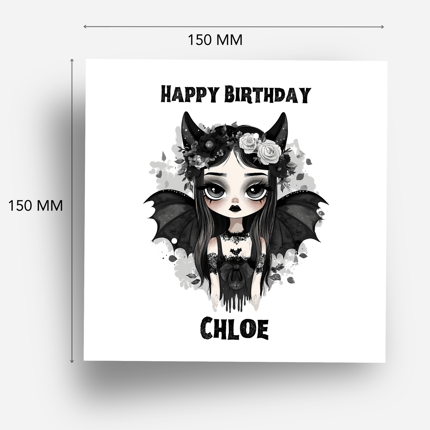 Gothic Birthday Card, Alternative Creepy Girl Art - C797