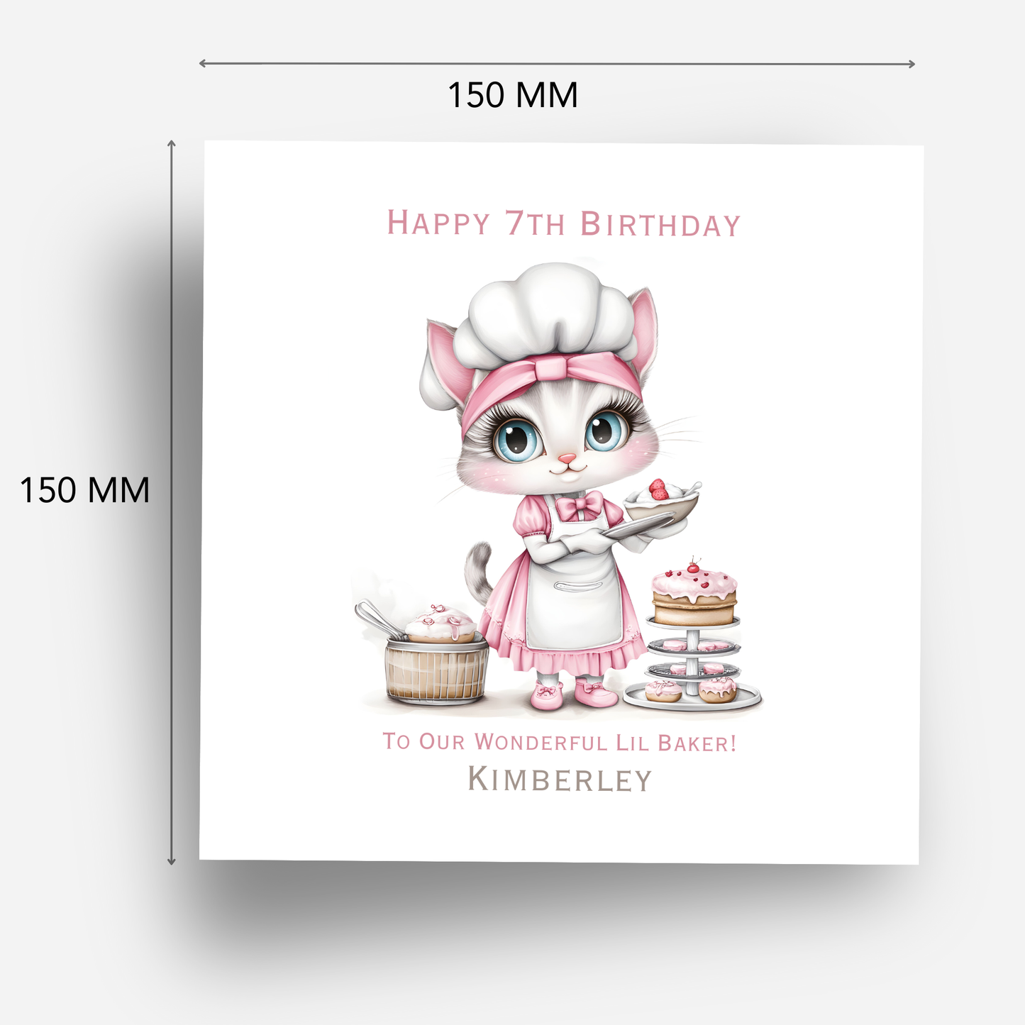 Cute kitten Baker Birthday Card - C586