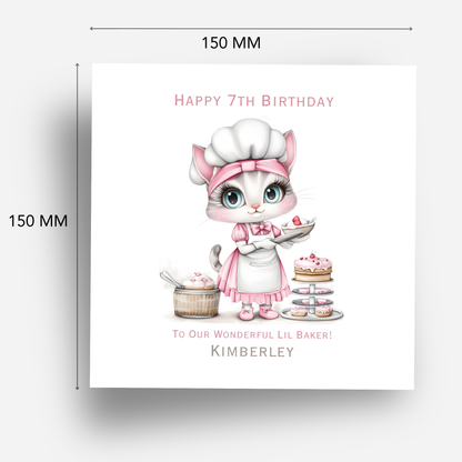 Cute kitten Baker Birthday Card - C586