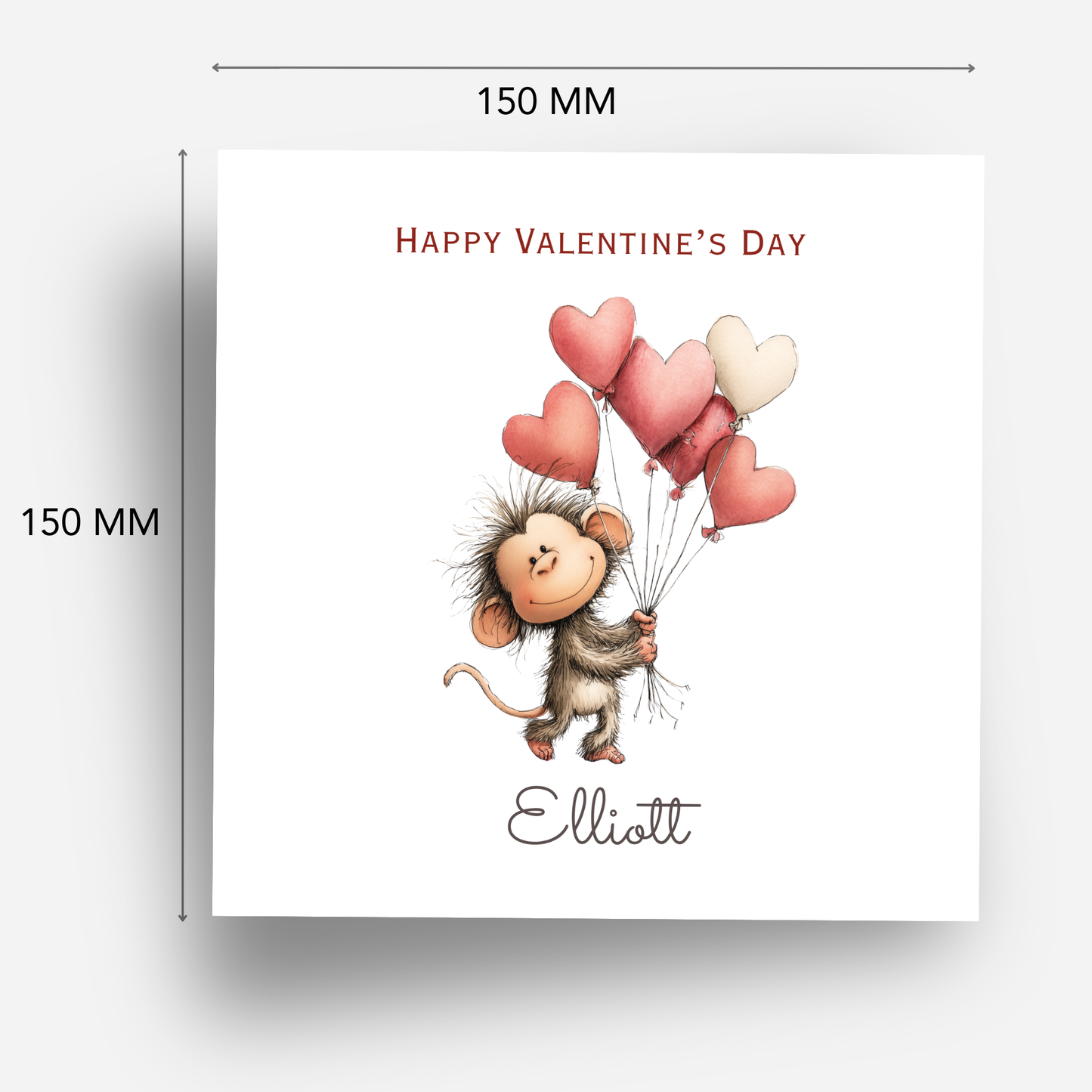 Valentine’s Day Card - Cute Monkey Design - C780