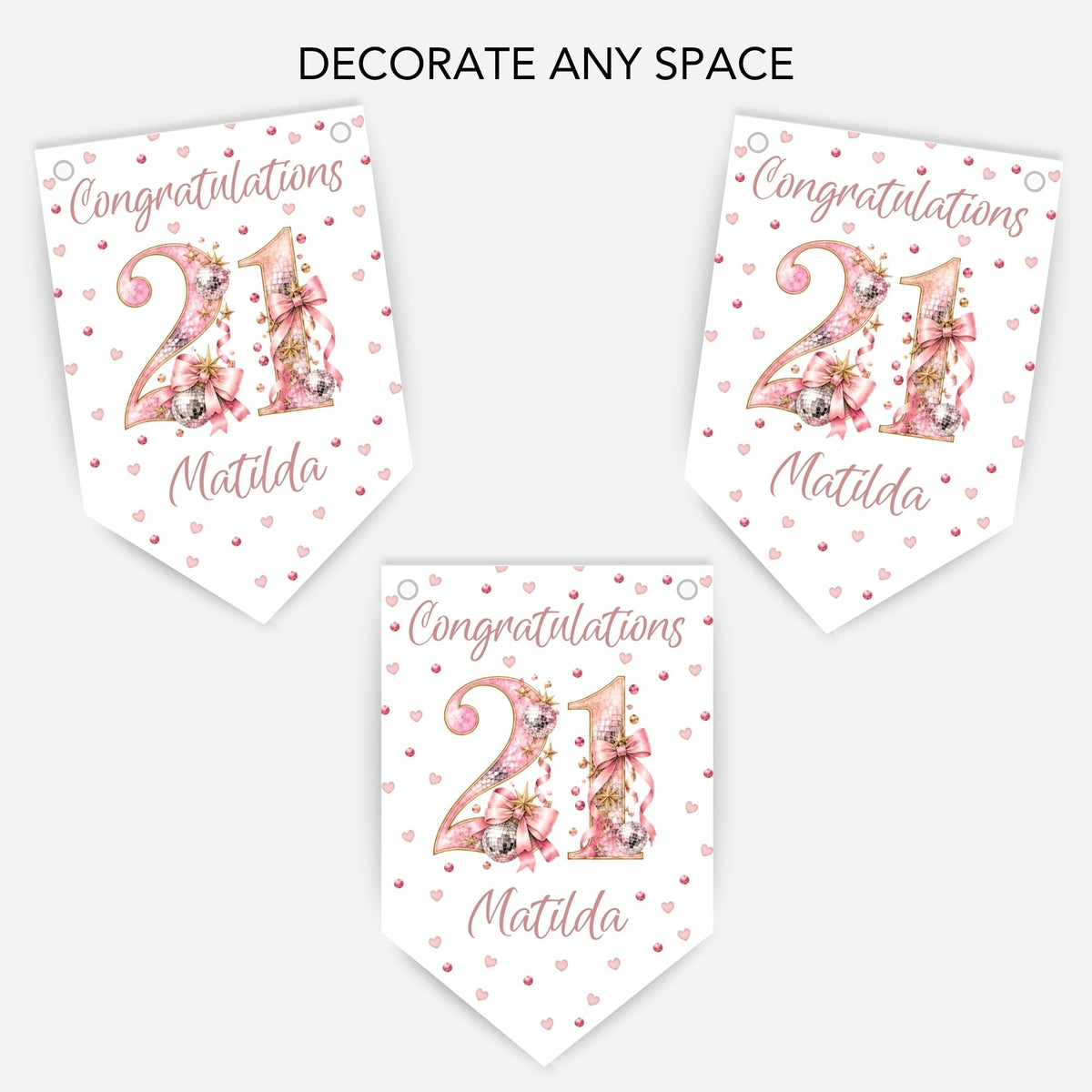 Disco and Bows Birthday Bunting -B329