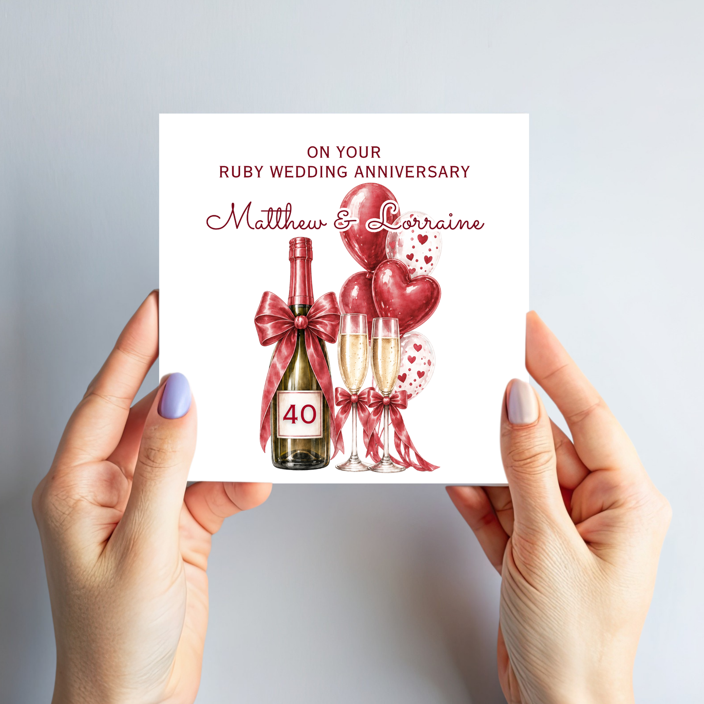Ruby 40th Wedding Anniversary Card - C876