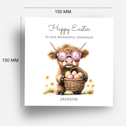 Easter Card With A Cute Highland Cow Design - C842