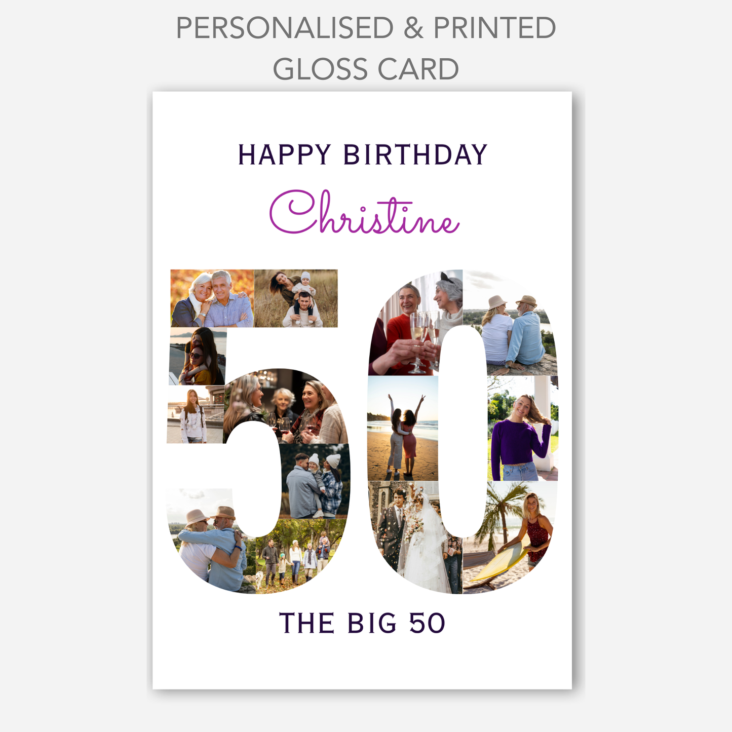The Big 50 Photo Collage Birthday Card - PC45