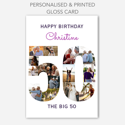 The Big 50 Photo Collage Birthday Card - PC45