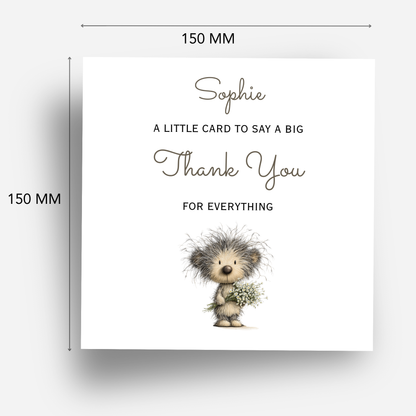 Thank You Card With A Cute Teddy  - C821