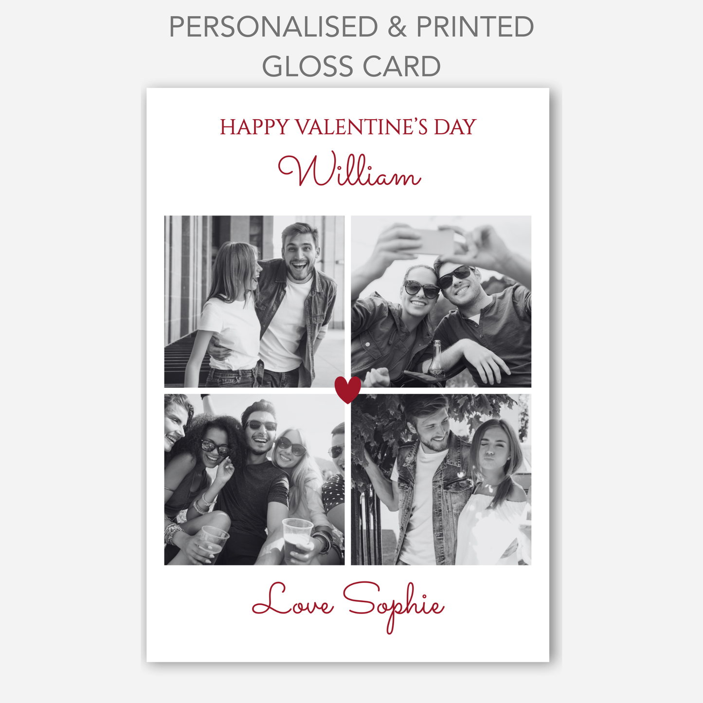 Valentine Photo Card Black & White photos - PC28