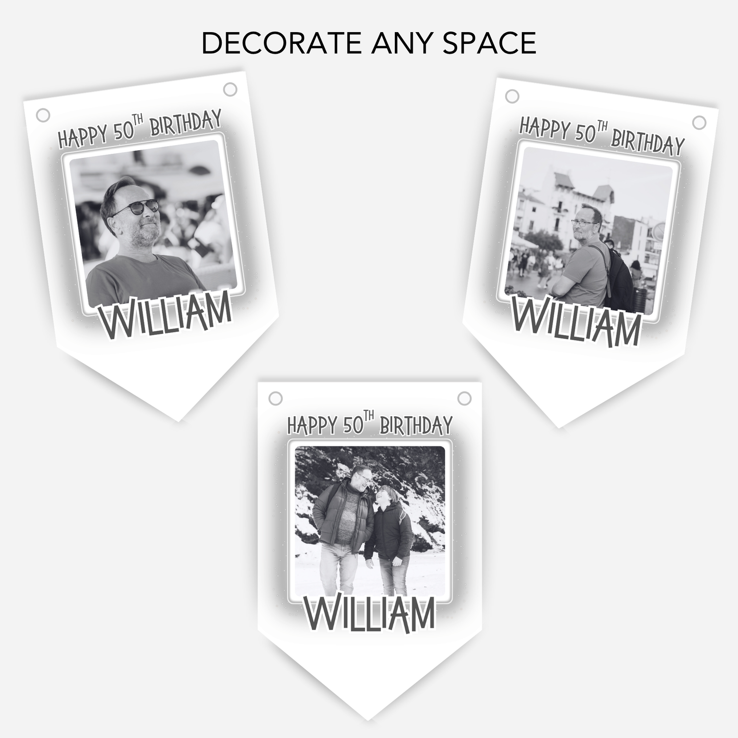 Black & White Birthday Photo Bunting - B304