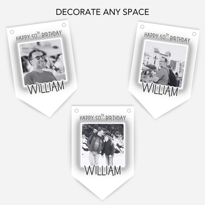 Black & White Birthday Photo Bunting - B304