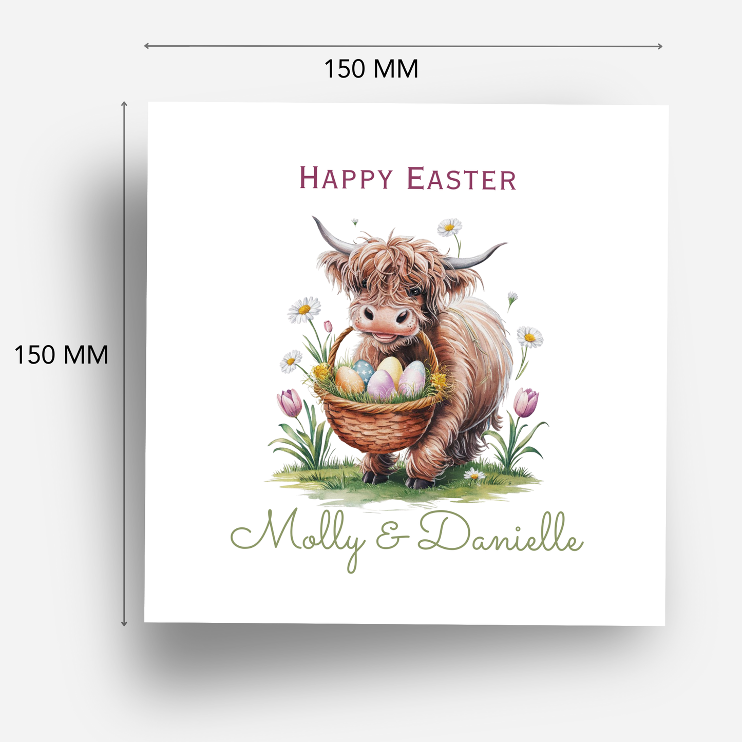Easter Card With A Cute Highland Cow Design - C844