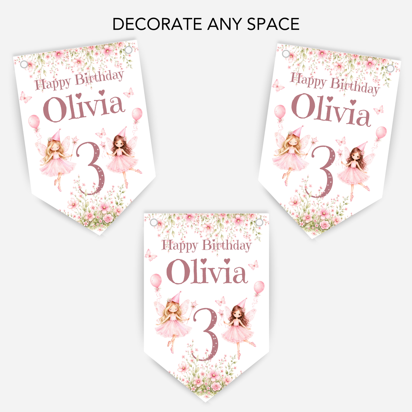 Pretty Pink Fairy Bunting - B308