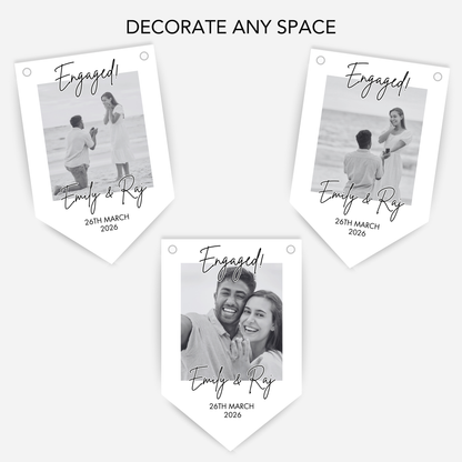 Black and White Photo Engagement or Wedding Bunting -  B278
