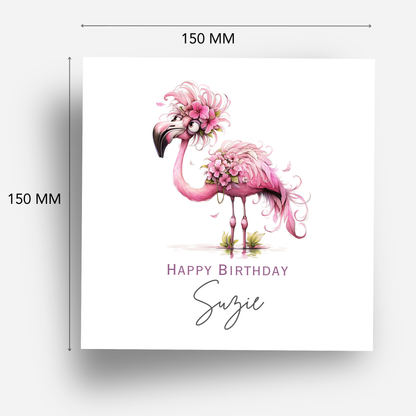 Crazy pink Flamingo Birthday Card - C614