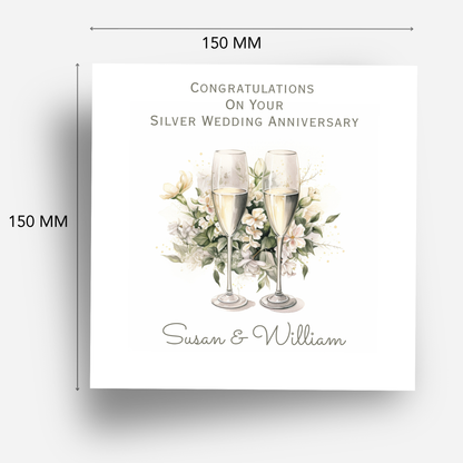 Silver - 25th Wedding Anniversary Card - C677