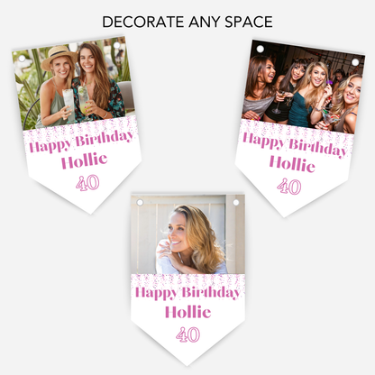 Birthday Photo Bunting in Pink - B280