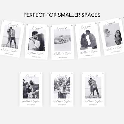 Black and White Smaller Photo Engagement or Wedding Bunting -  S200