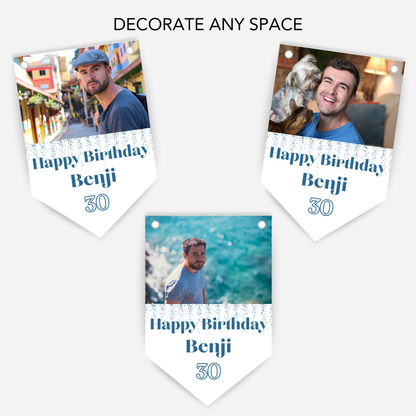 Birthday Photo Bunting in Blue - B279