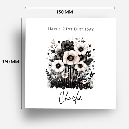 Alternative Dark Flowers Birthday Card - C798