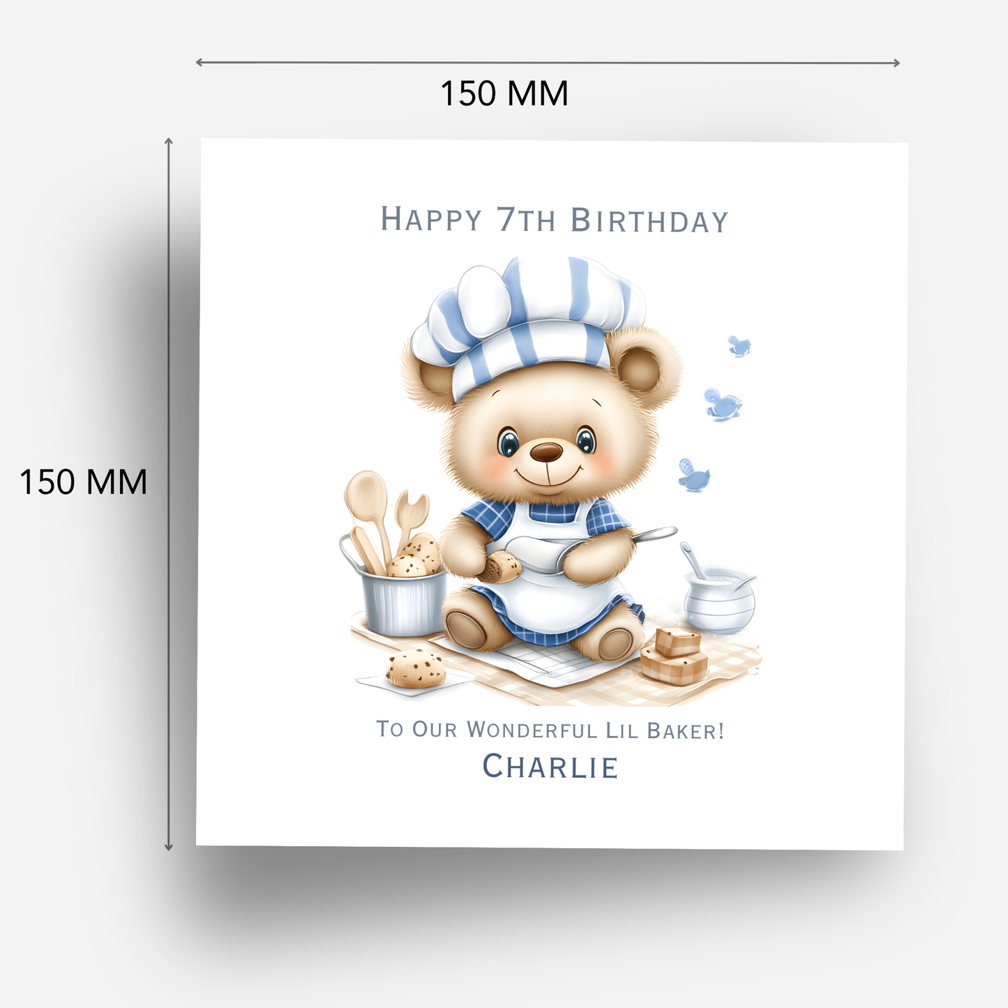 Cute Teddy Baker Birthday Card - C585