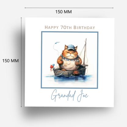 Cat Fishing Birthday Card - C616
