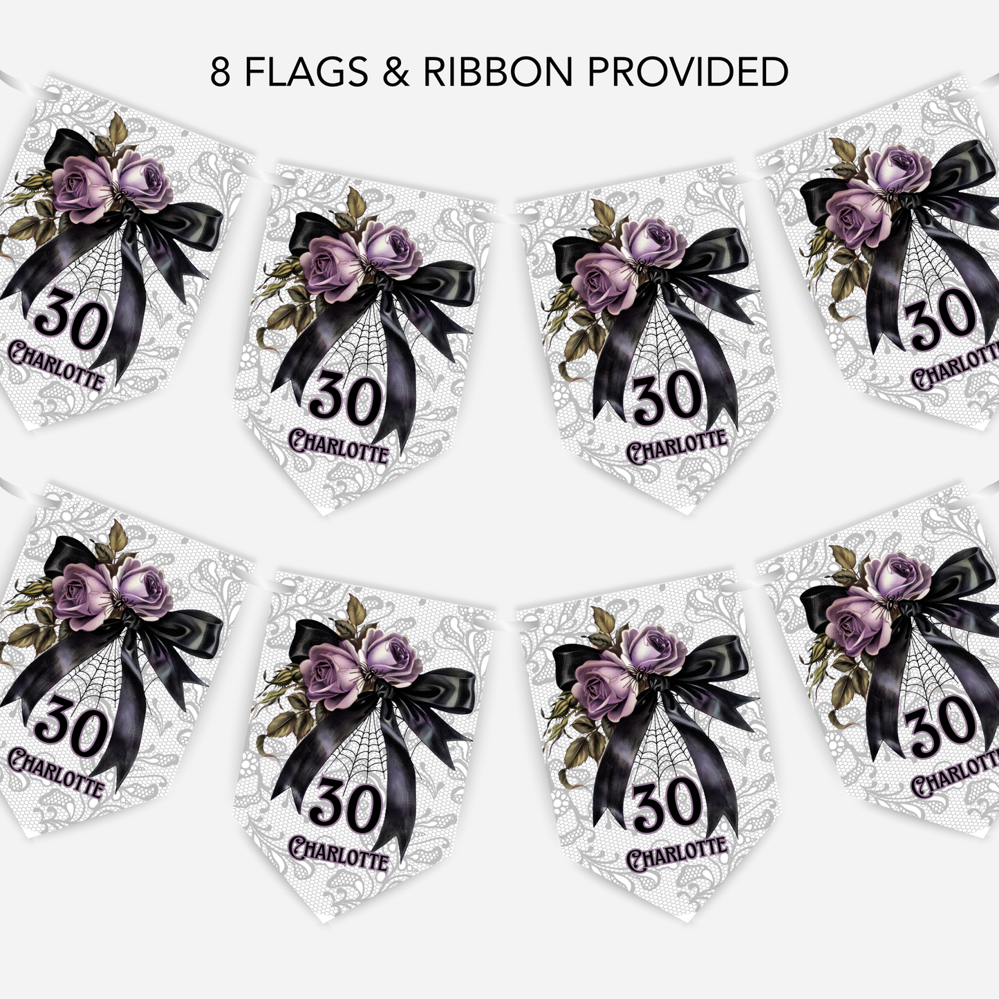Gothic Black Lace and Bow Bunting - B263
