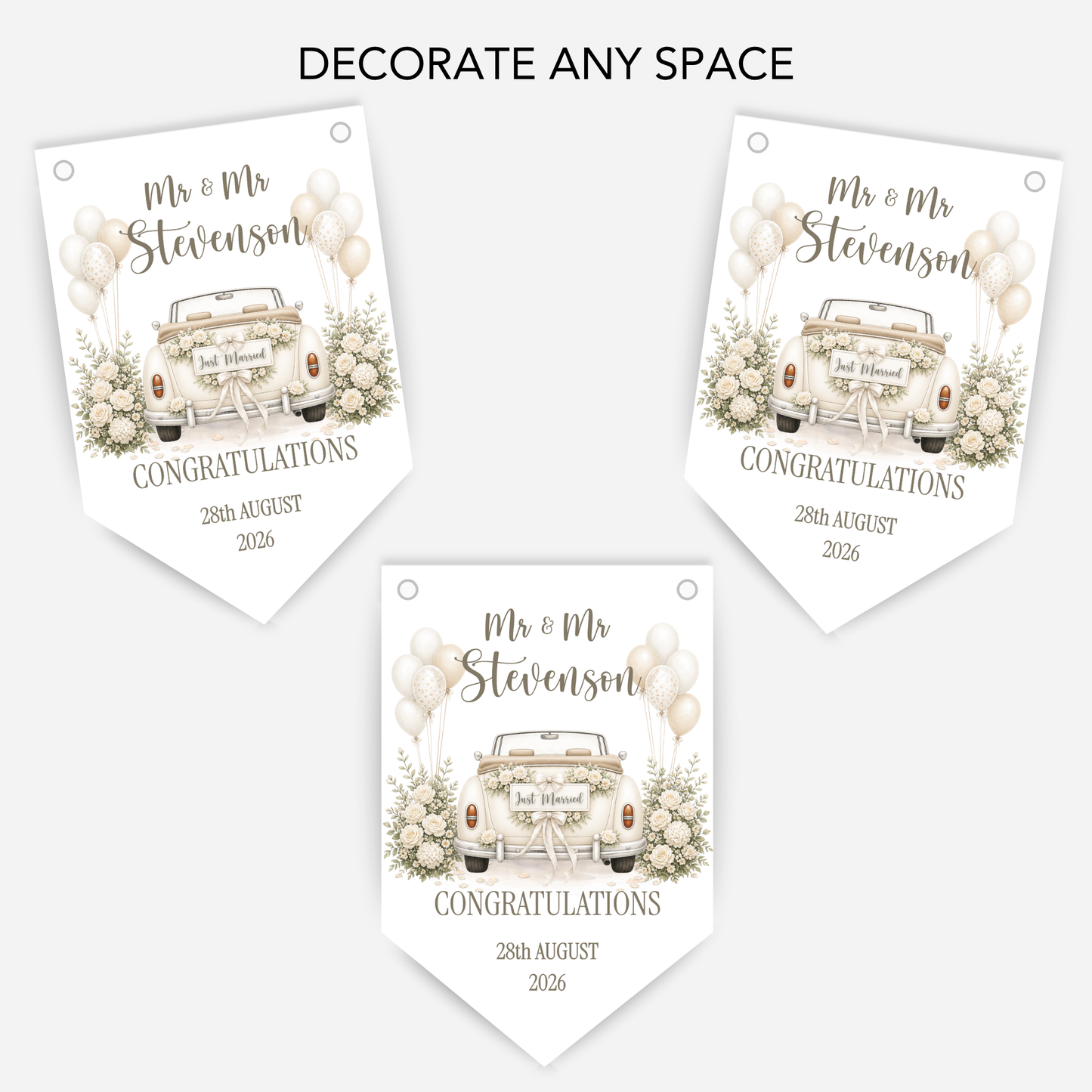 Wedding Car Bunting - B305