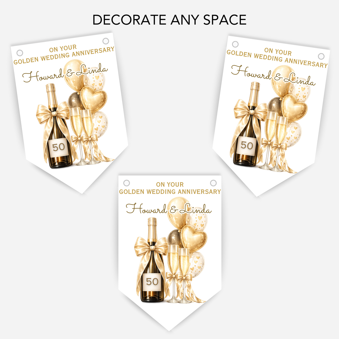 Golden Wedding Anniversary Bunting - B297