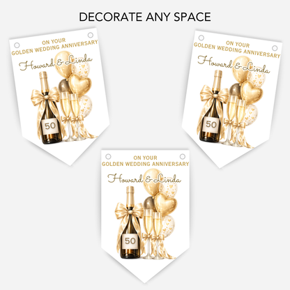 Golden Wedding Anniversary Bunting - B297