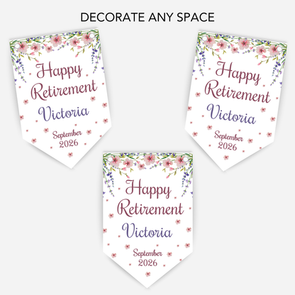 Retirement or any occasion bunting, pretty wildflower design - B300