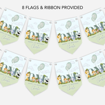 1st Birthday Baby Safari AnimalBunting - B326