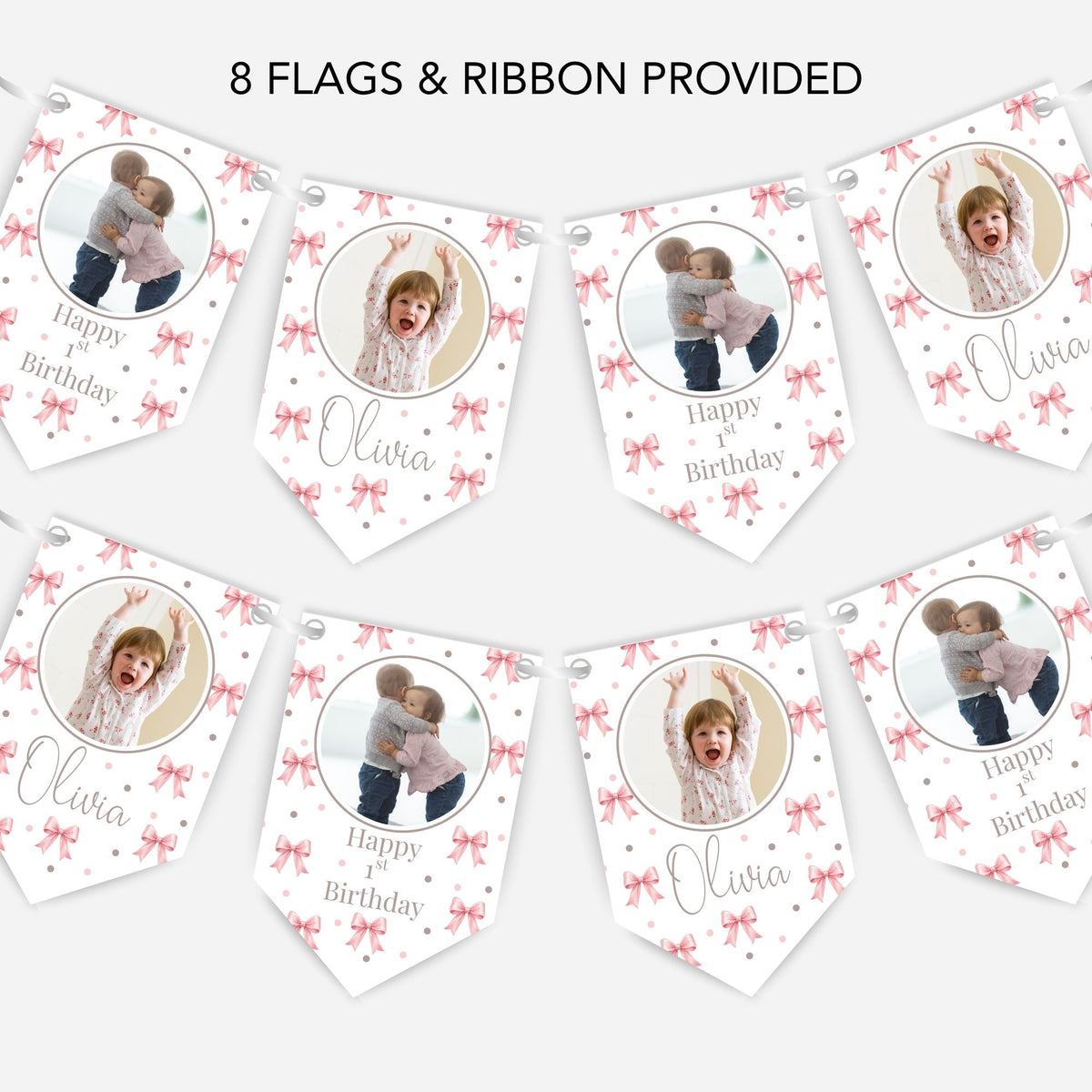 Birthday Party Photo Bunting With Bows- B327