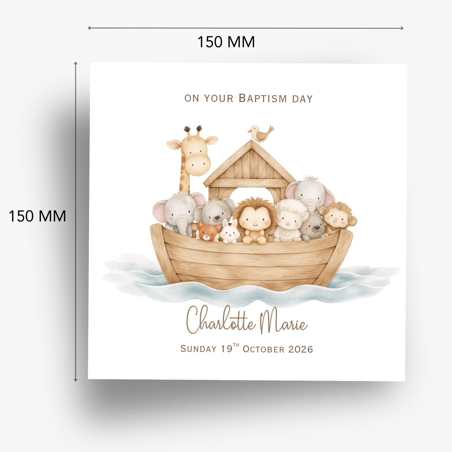 Christening & Baptism Noah Ark Card - Neutral Design - C873