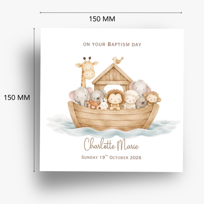 Christening & Baptism Noah Ark Card - Neutral Design - C873