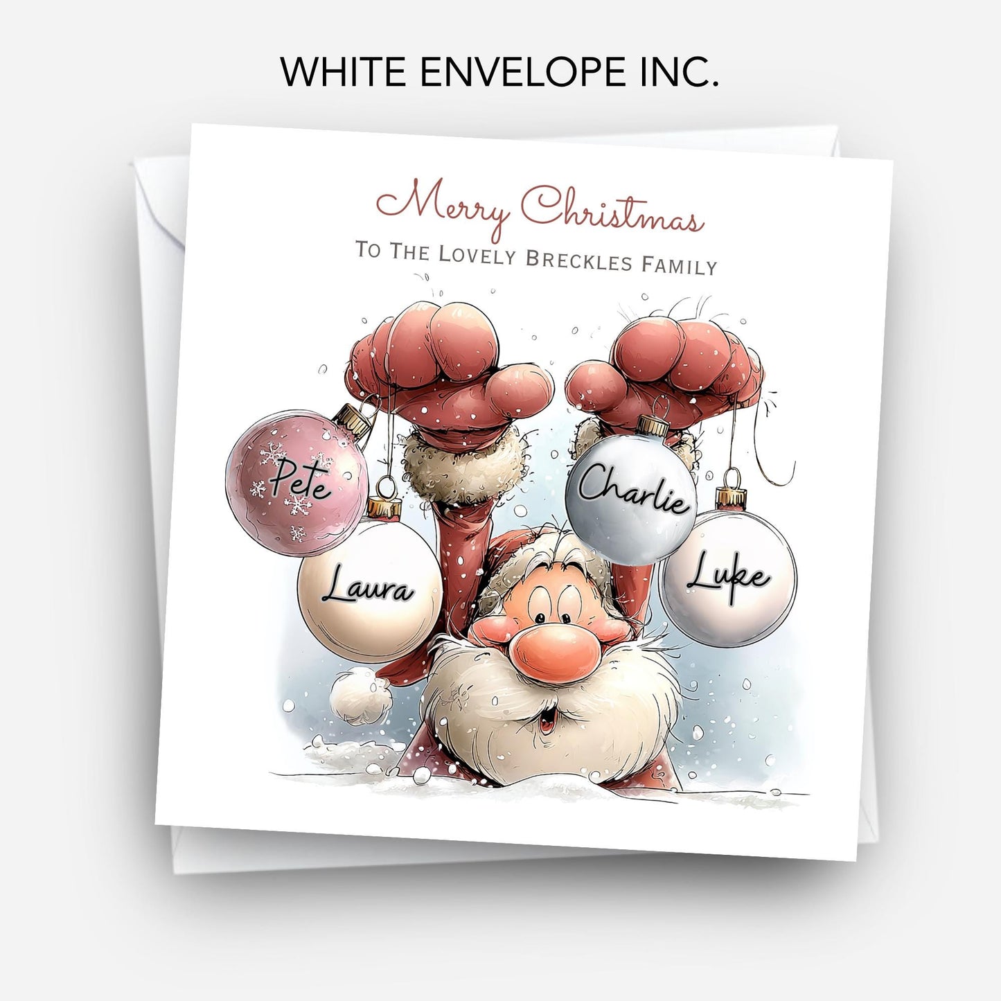 Santa Bauble Card with family names - X24