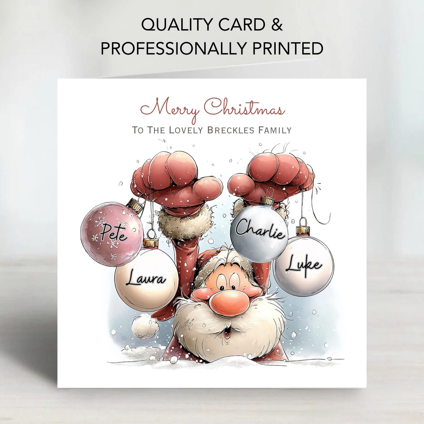 Santa Bauble Card with family names - X24