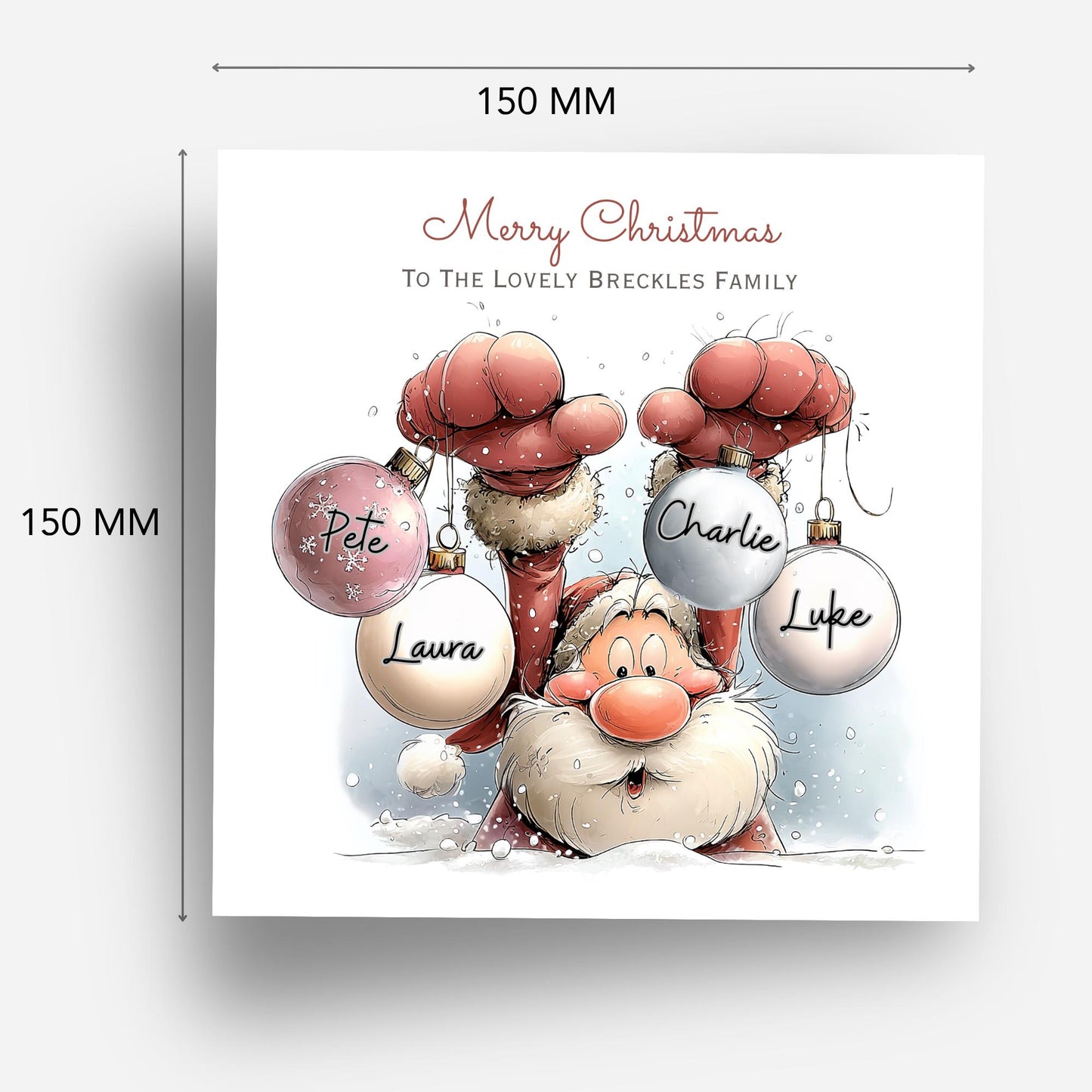 Santa Bauble Card with family names - X24