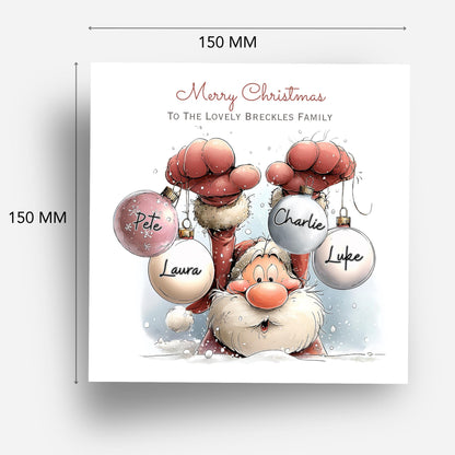 Santa Bauble Card with family names - X24