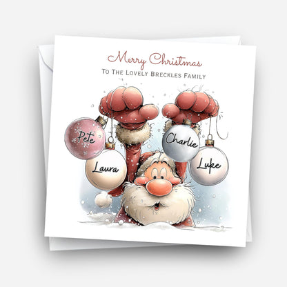 Santa Bauble Card with family names - X24