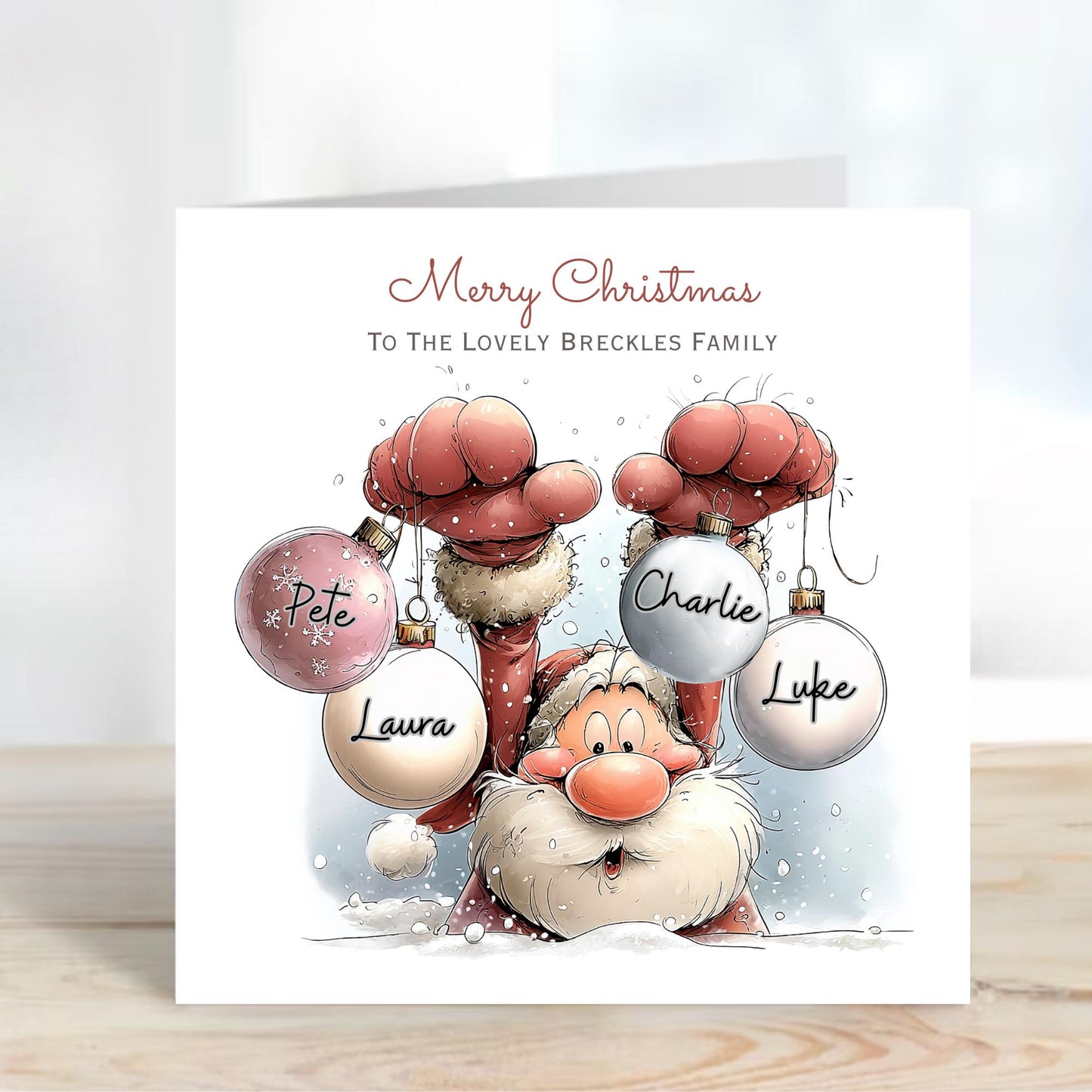 Santa Bauble Card with family names - X24