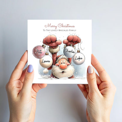 Santa Bauble Card with family names - X24